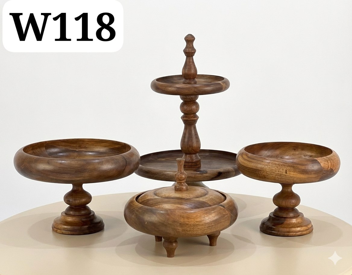 سرویس 4 پارچه چوب گردو سیاه مدل W118